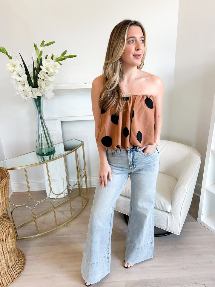 Polka Dot Bubble Tube Top