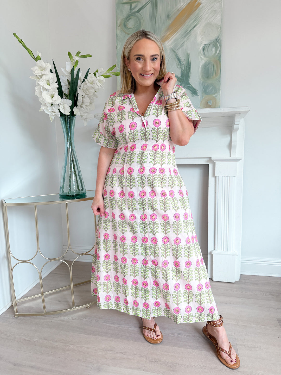 Grange Floral Button Down Midi Dress