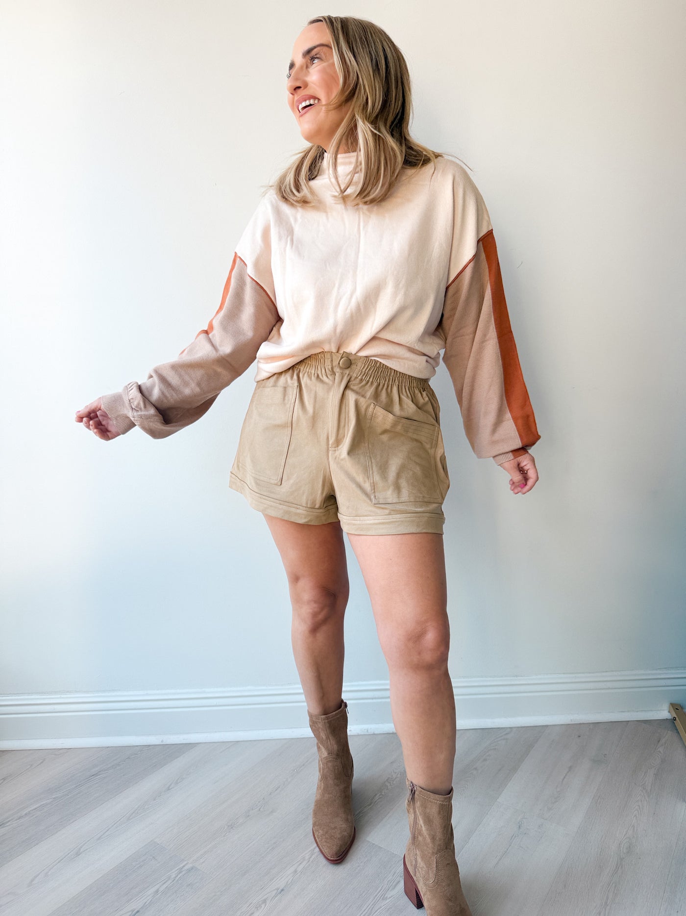 Emery Color Block Mock Neck Sweater