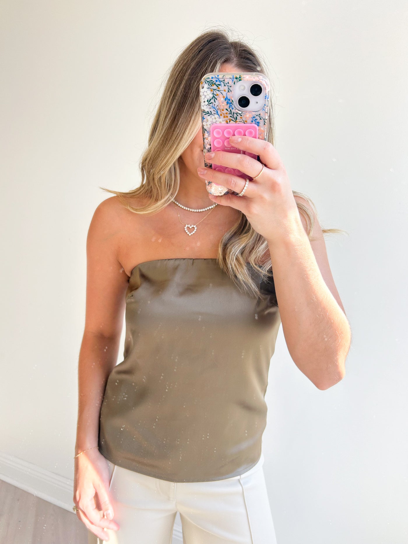 Emilee Satin Strapless Top