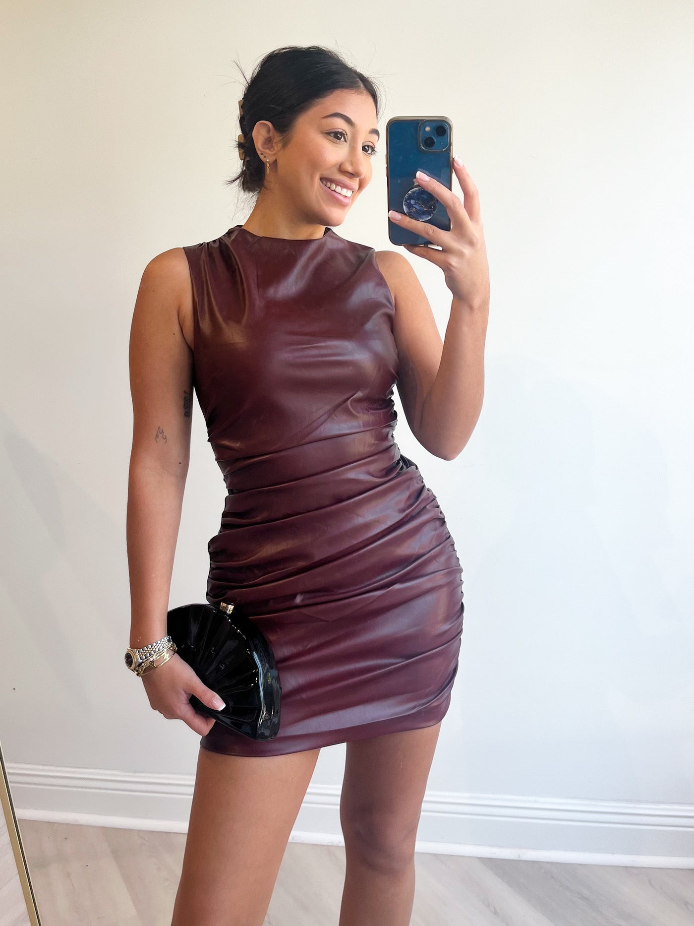 Val Leather Mini Dress
