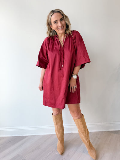 Michelle Poplin Dress Wine
