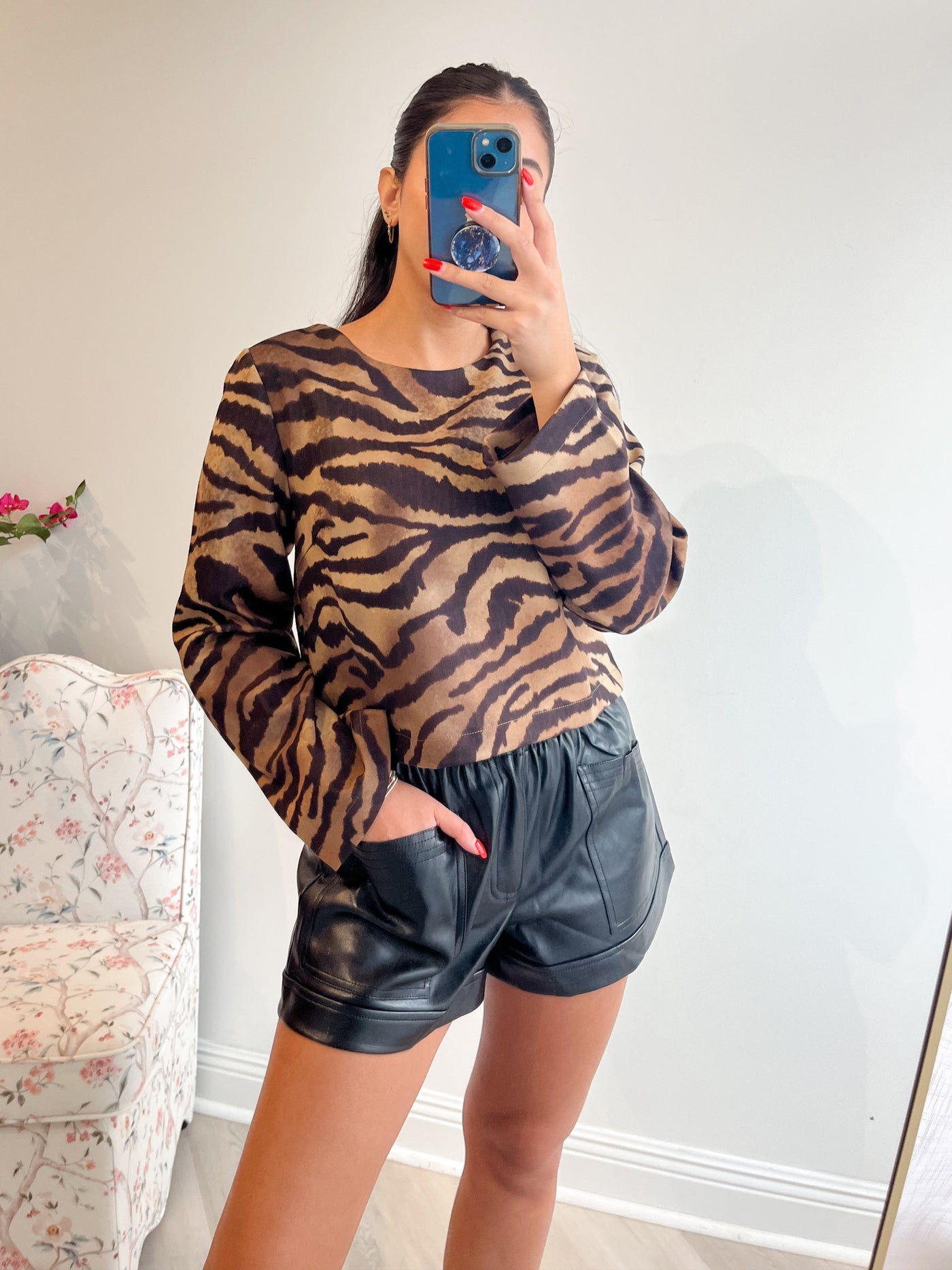 Vivian Animal Print Suede Crop Top