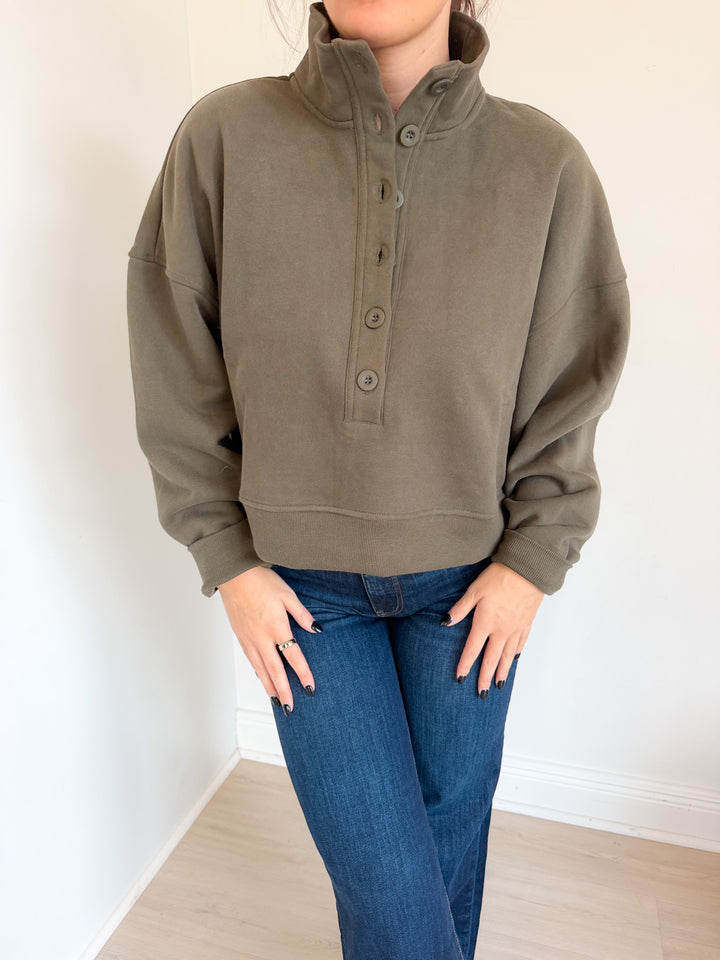 Malta Fleece Mock Neck Button Up