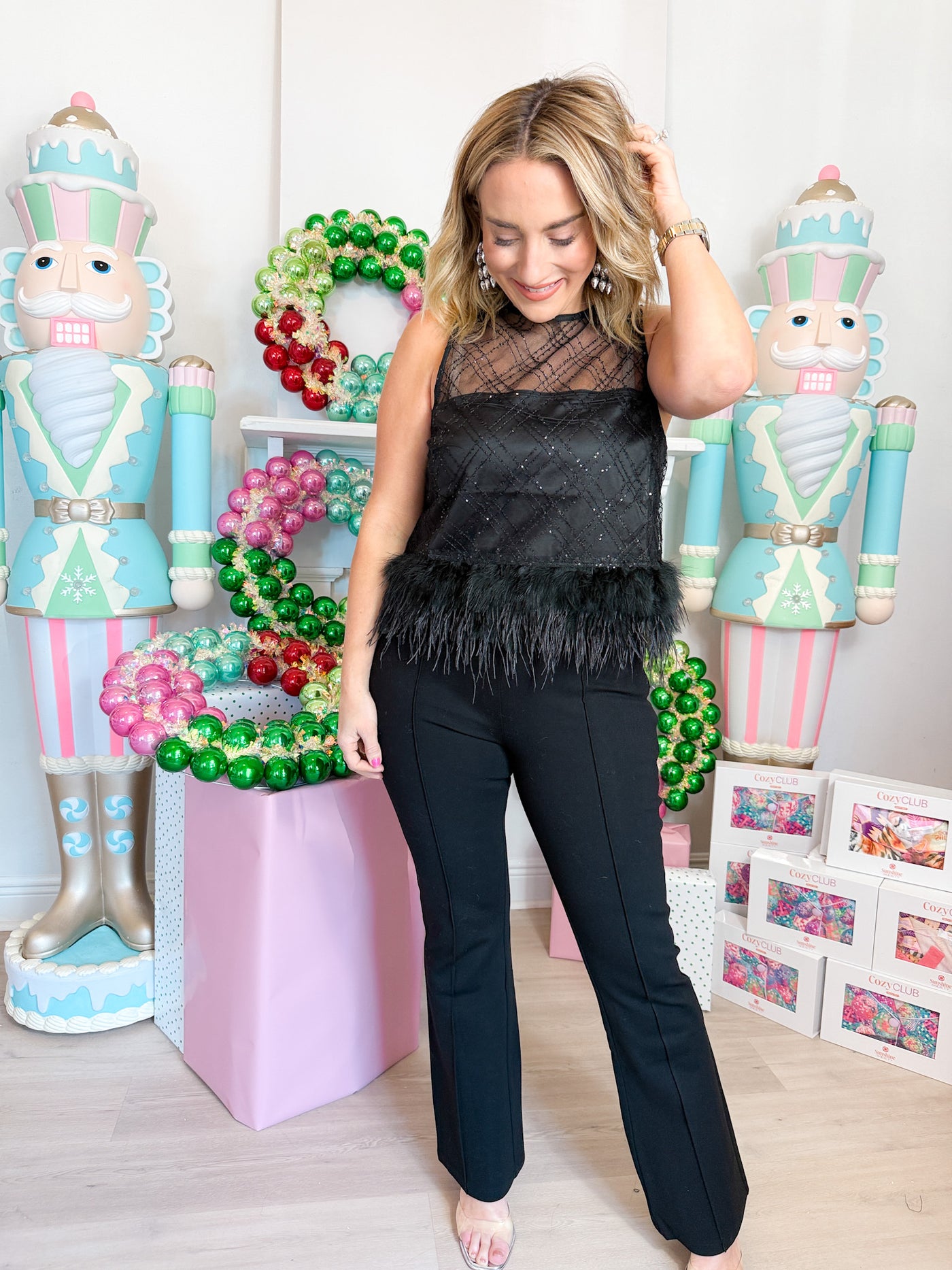 Miley Feather Trim Top