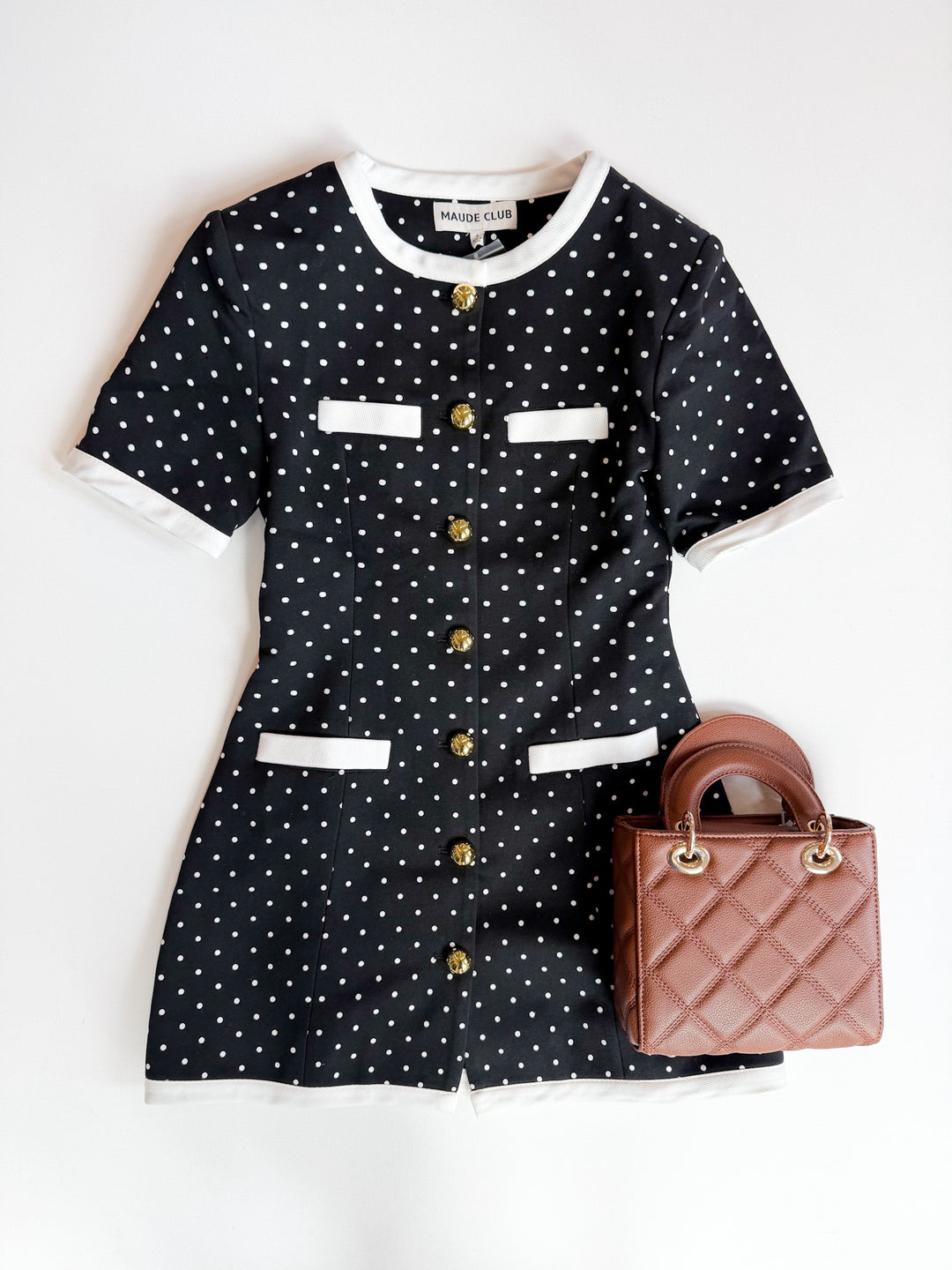 Dotted Short Sleeve Mini Dress