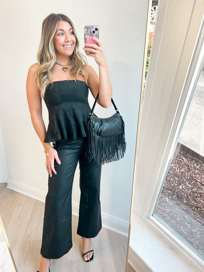 Willa Cozy Suede Tube Top Black