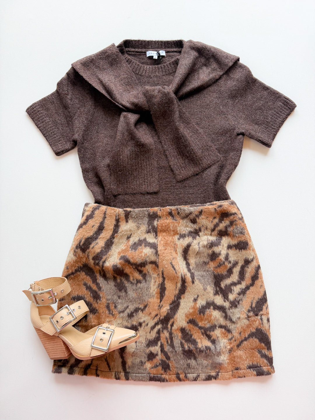 Remi Short Sleeve Faux Layered Knit Sweater