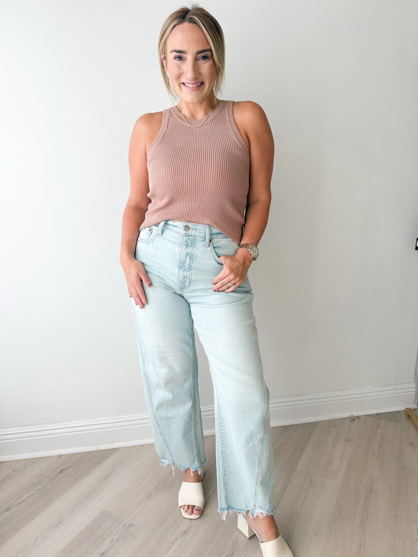 Lola Ribbed Top Dark Taupe