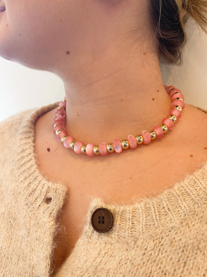 Caroline Beaded Necklace Pink