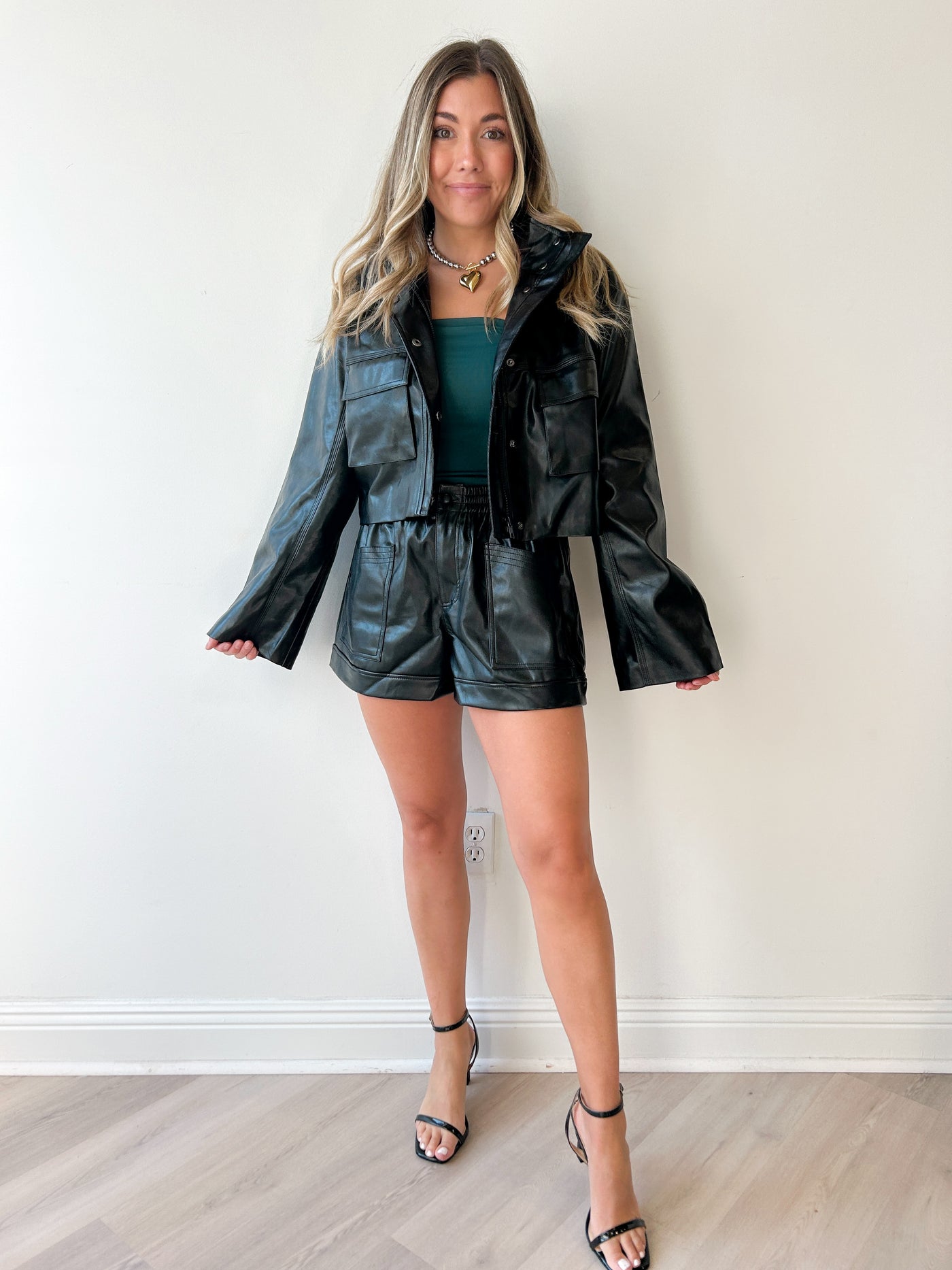 Faux Leather Shorts Black