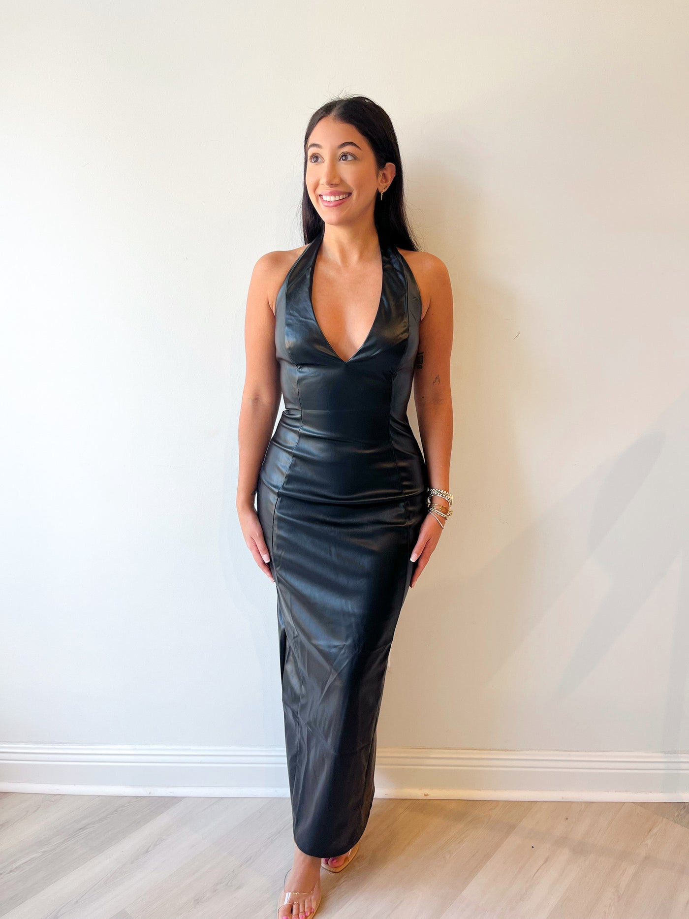 Kimberly Deep Halterneck Midi Dress