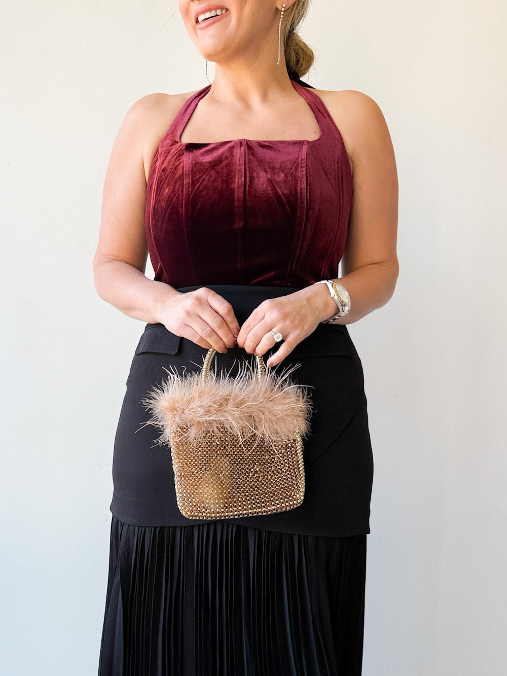 Woven Feather Bag Gold