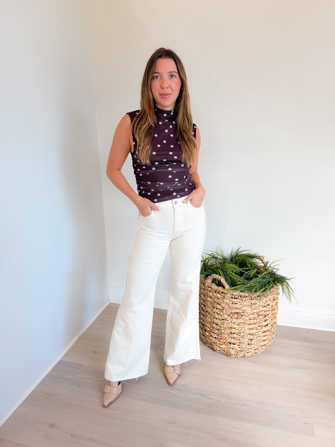 Sonia Polka Dot Mesh Top