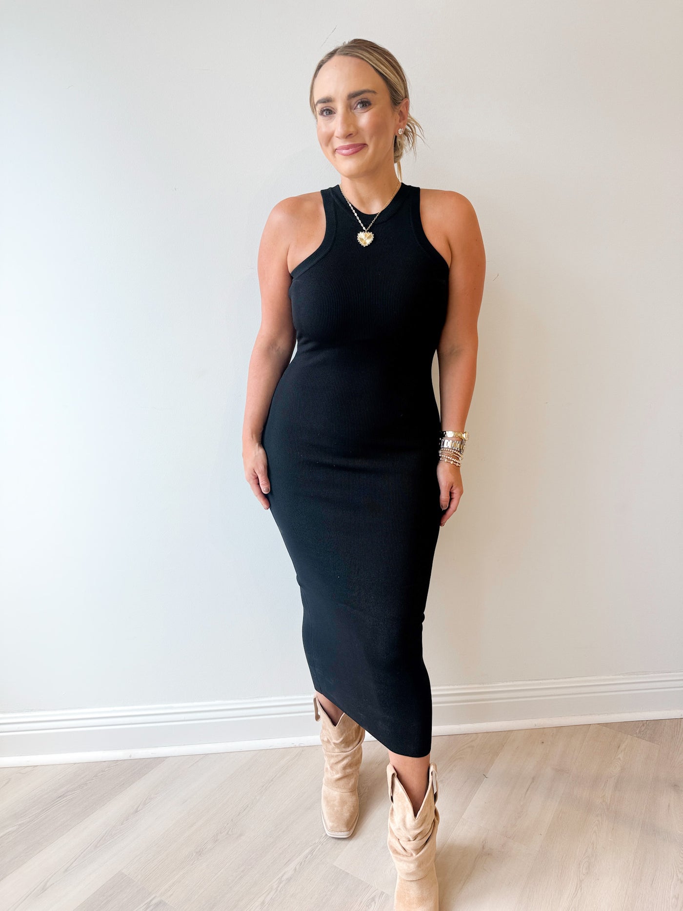 Ribbed Fitted Midi Dress