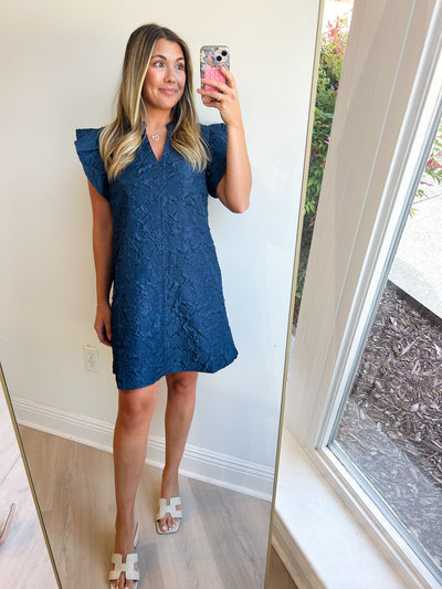 Grace Flutter Slv. Textured Dress