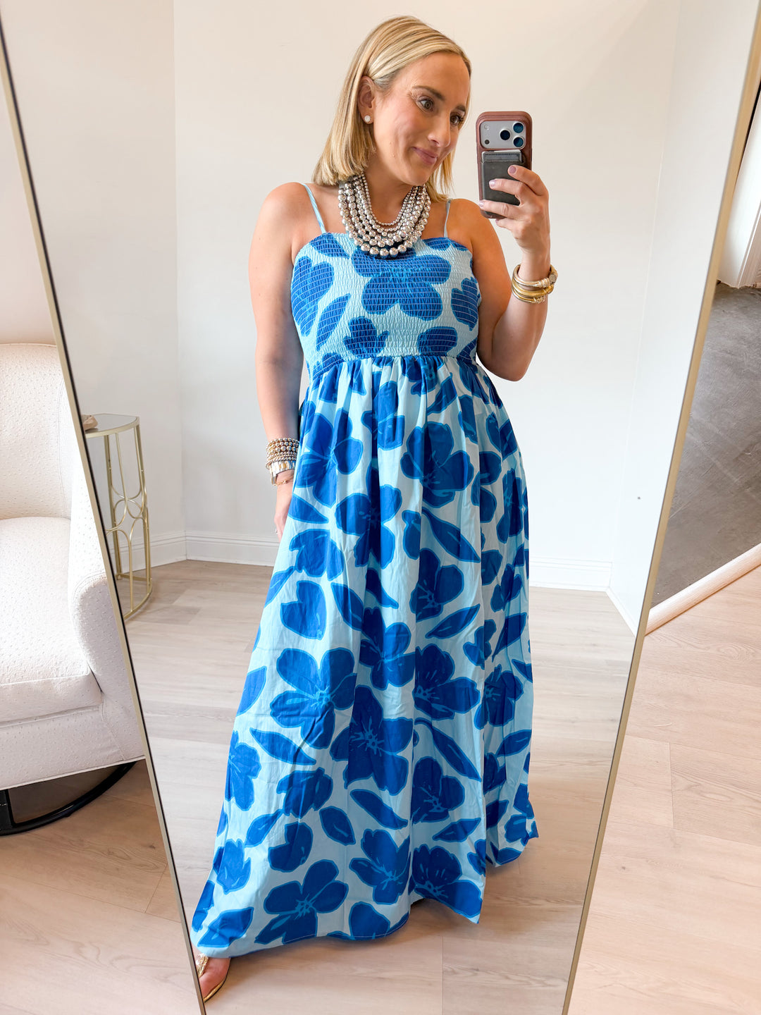 Bodice Smocked Midi Dress
