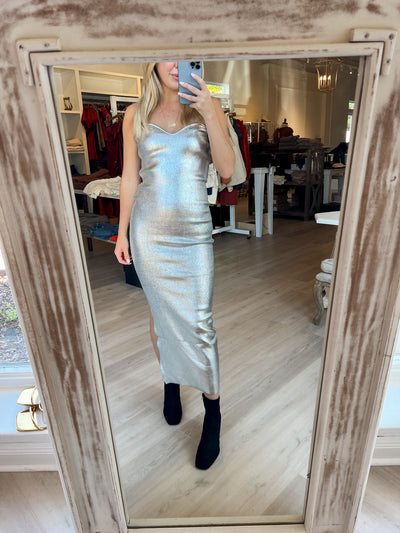 Alana Metallic Tube Dress silver