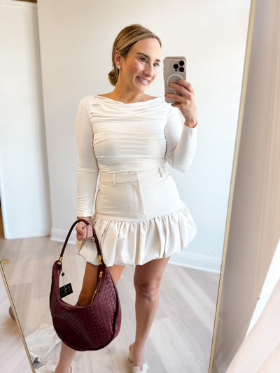 Tori Ruched Boat Neck Top
