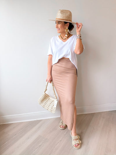 Ribbed Maxi Skirt taupe