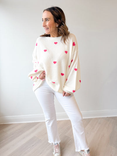 Fuzzy Hearts Sweater