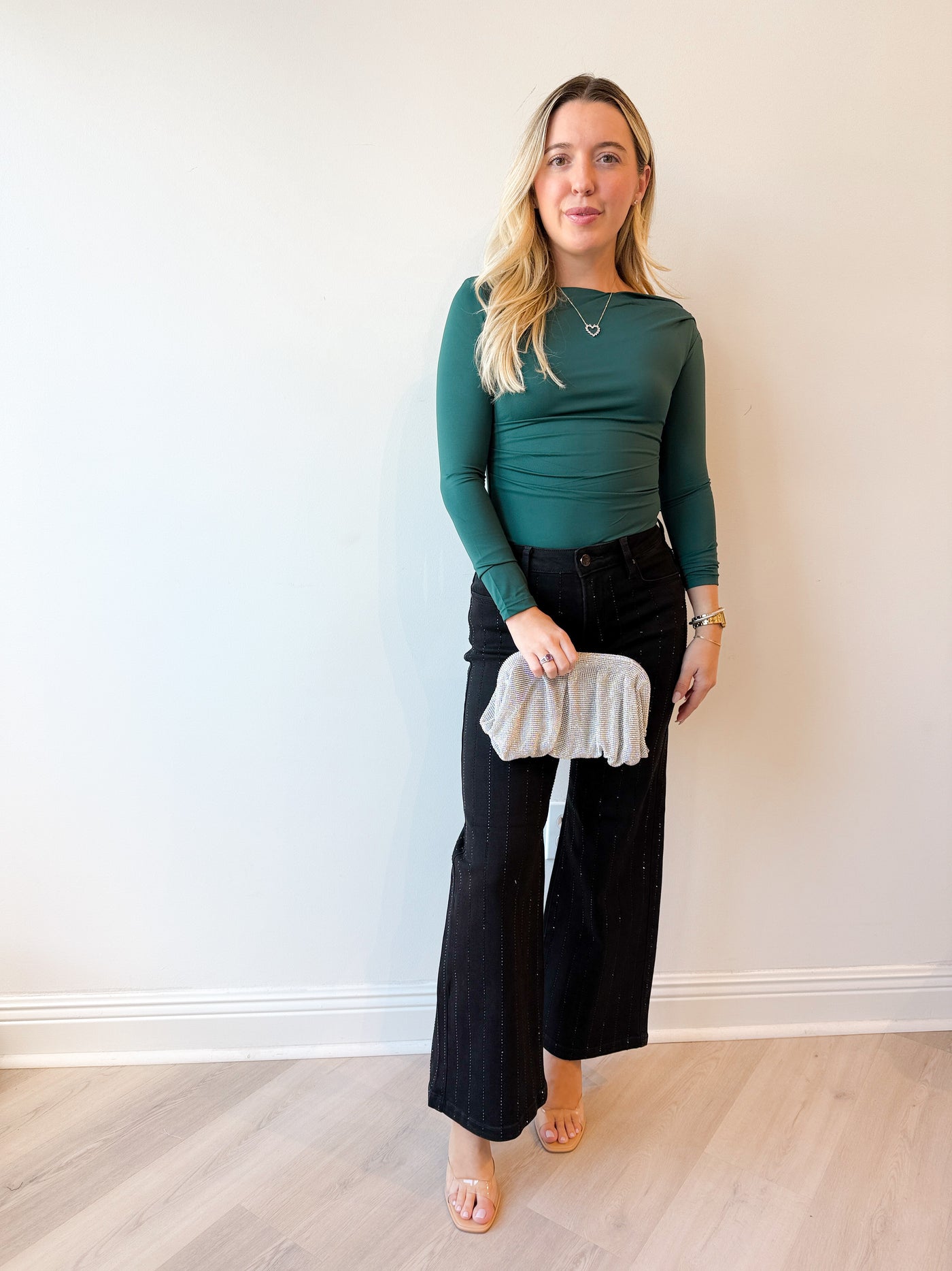 Katelyn High Rise Crop Rhinestone Pants