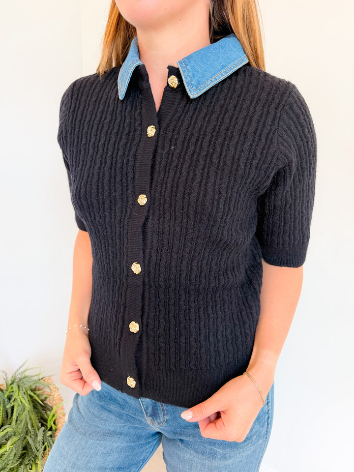 Rosie Short Sleeve Cable Knit Top