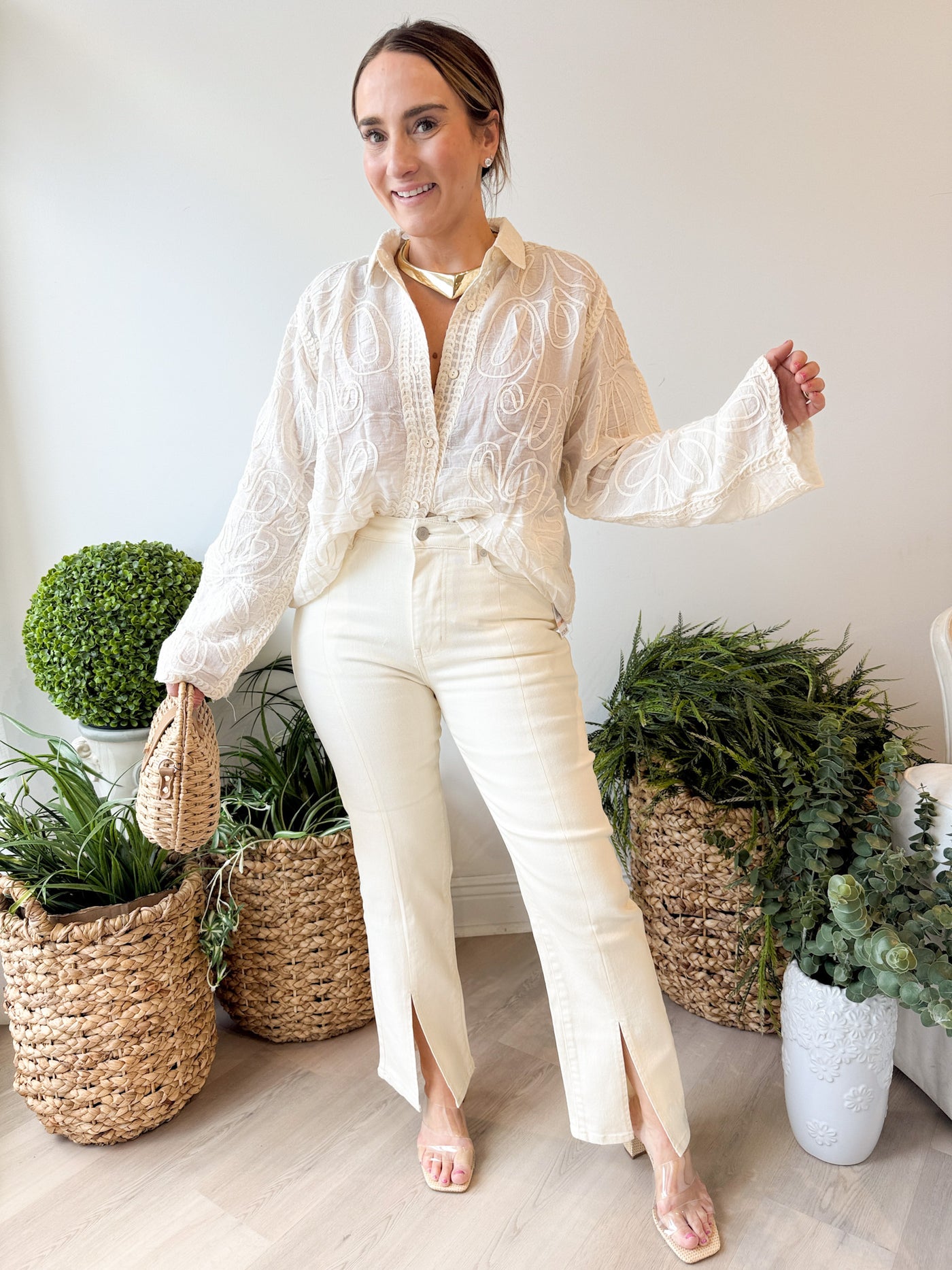 Scallop Hem Sheer Shirt