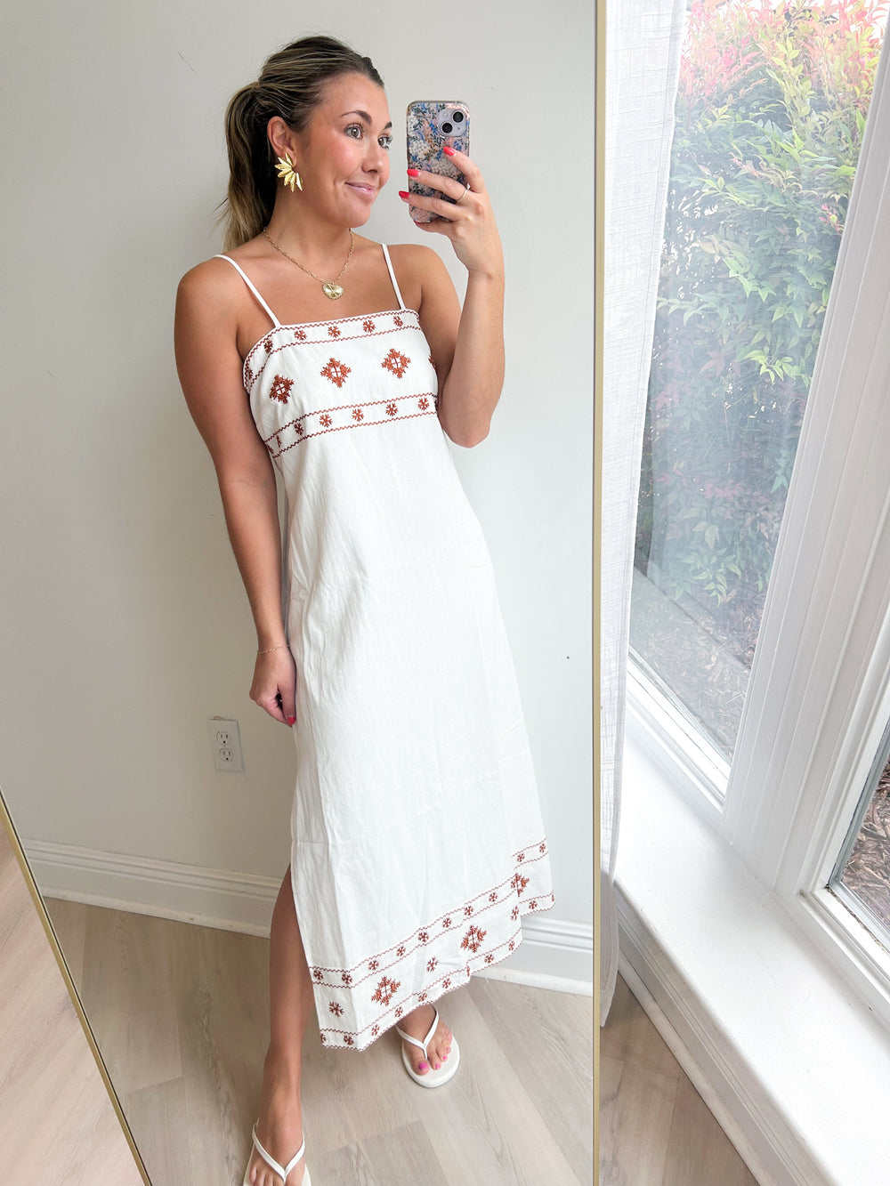 Warm Horizon Embroidered Midi Dress