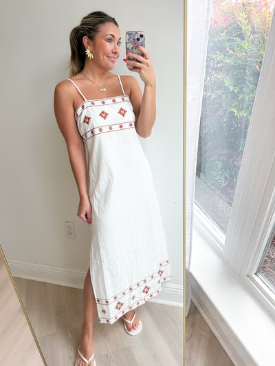 Warm Horizon Embroidered Midi Dress