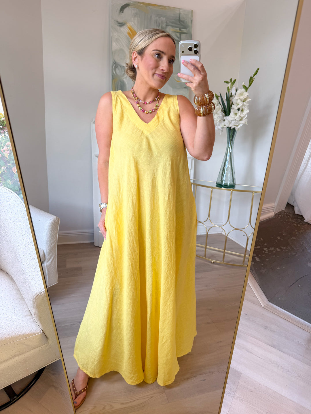Millie Linen Maxi Dress yellow