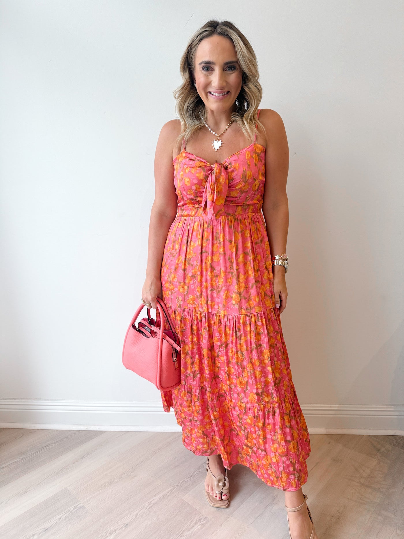 Glasses Up Satin Midi Dress
