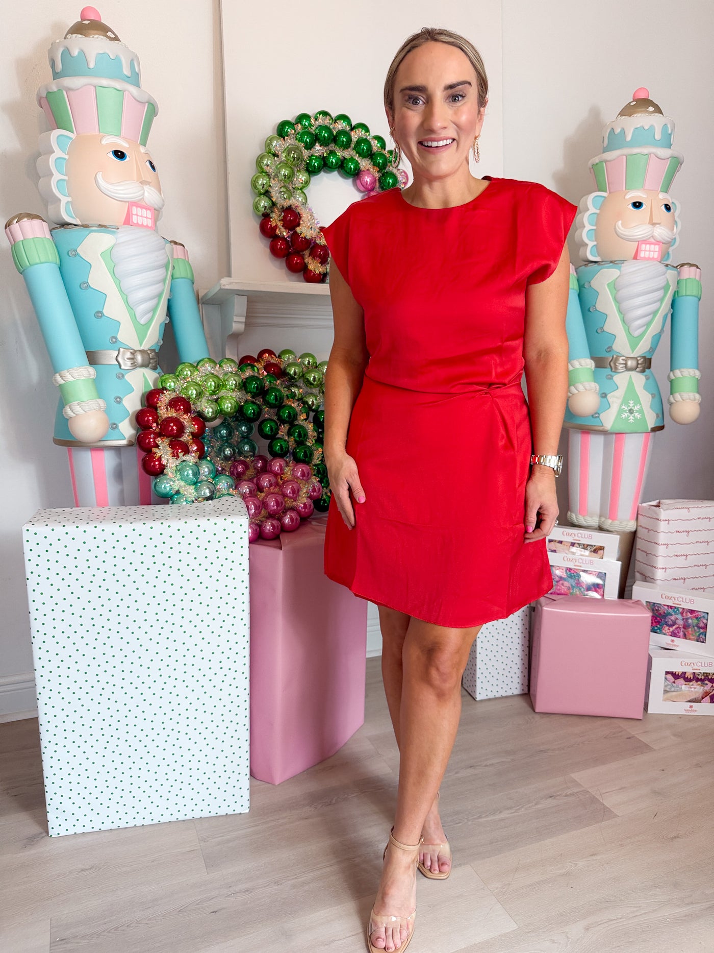 Watson Dolman Sleeve Satin Side Twist Mini Dress