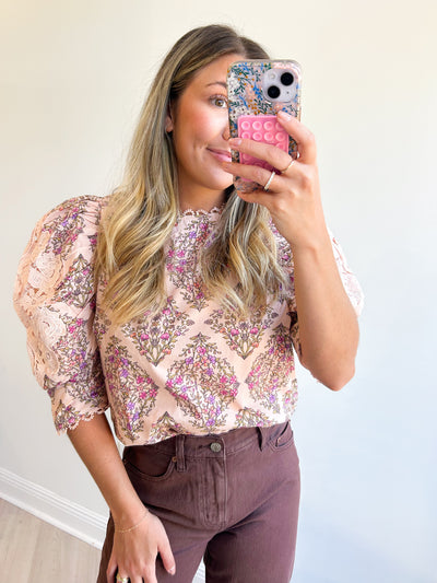 Casey Puff Sleeve Top blush mix