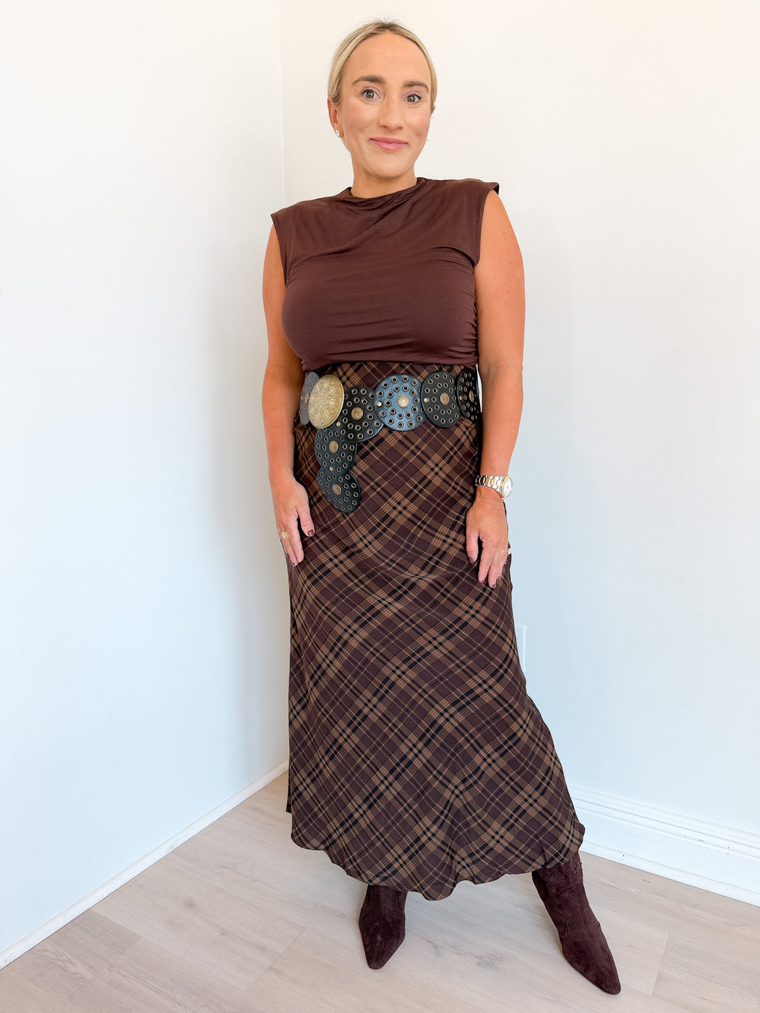 Amelia Checkered Maxi Skirt