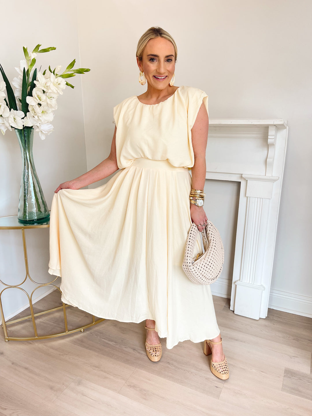 Codi Midi Skirt Set Butter Yellow