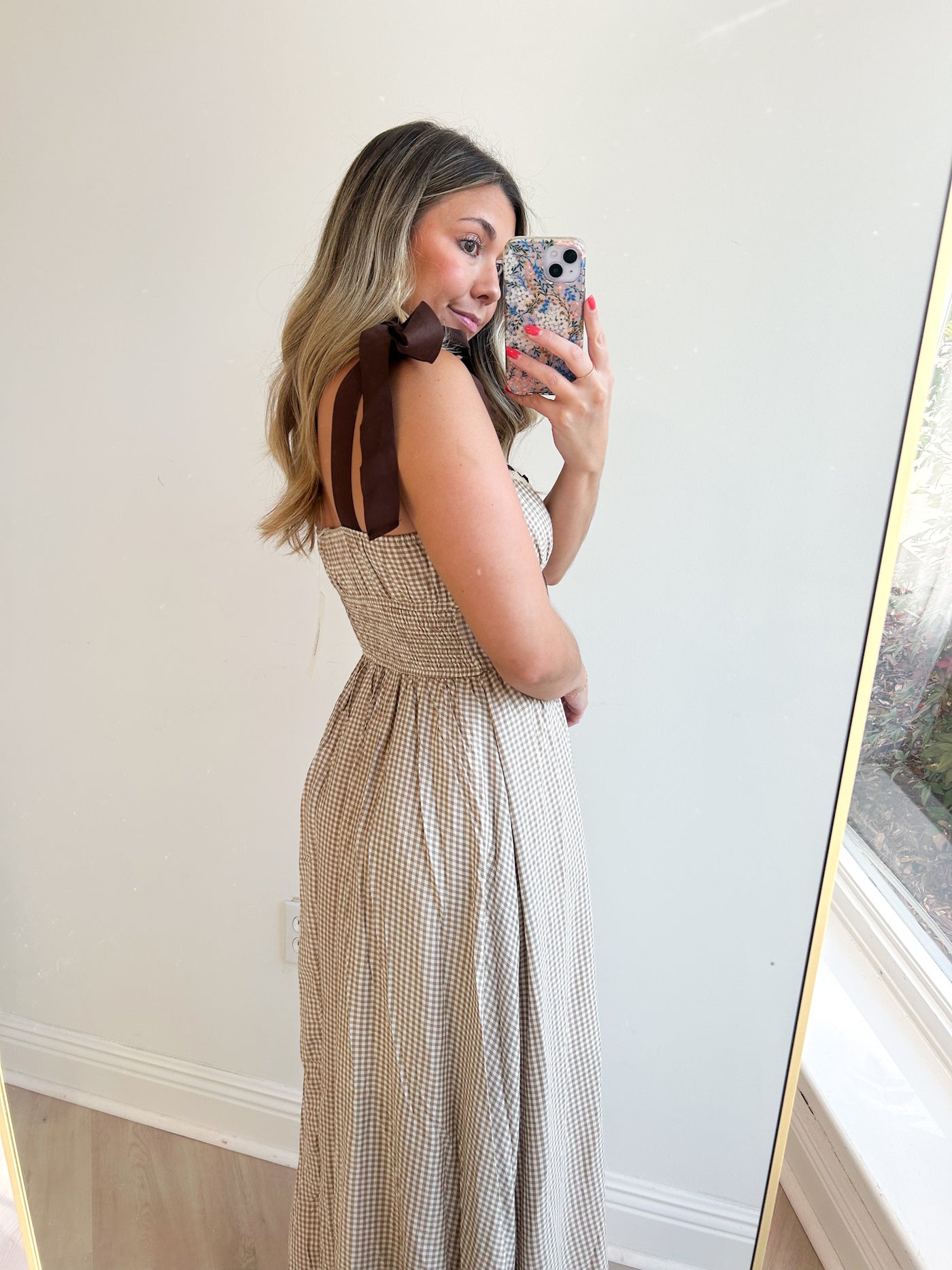 Payton Plaid Ribbon Tie Corset Midi Dress