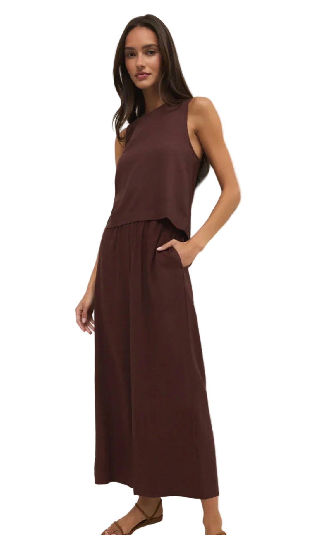 Sloane Linen Top chocolate cherry