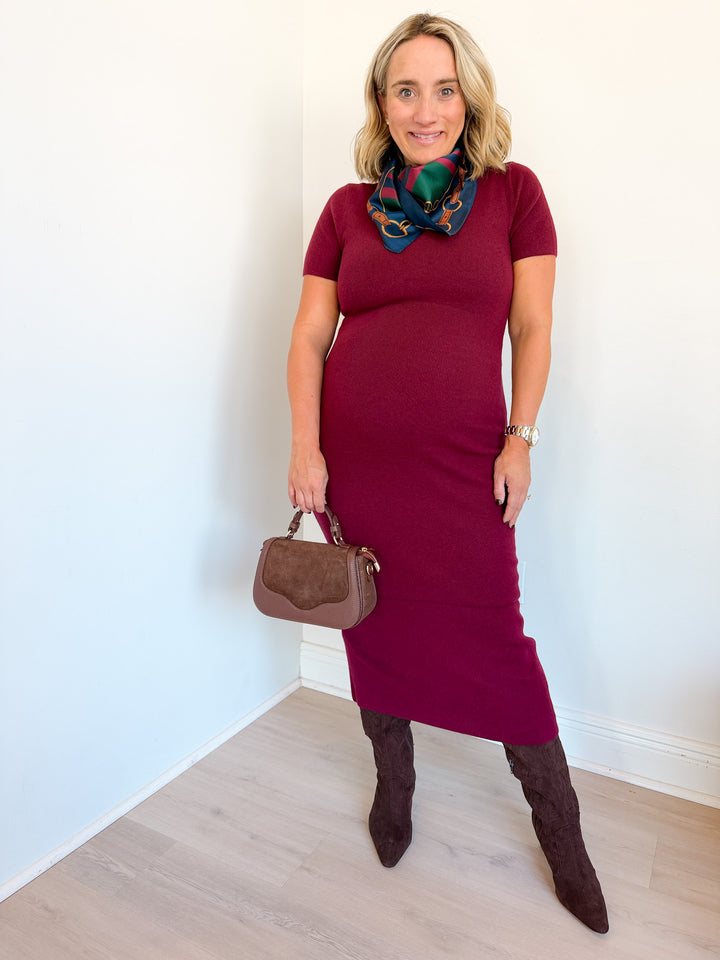 Cher Knit Midi Dress burgundy