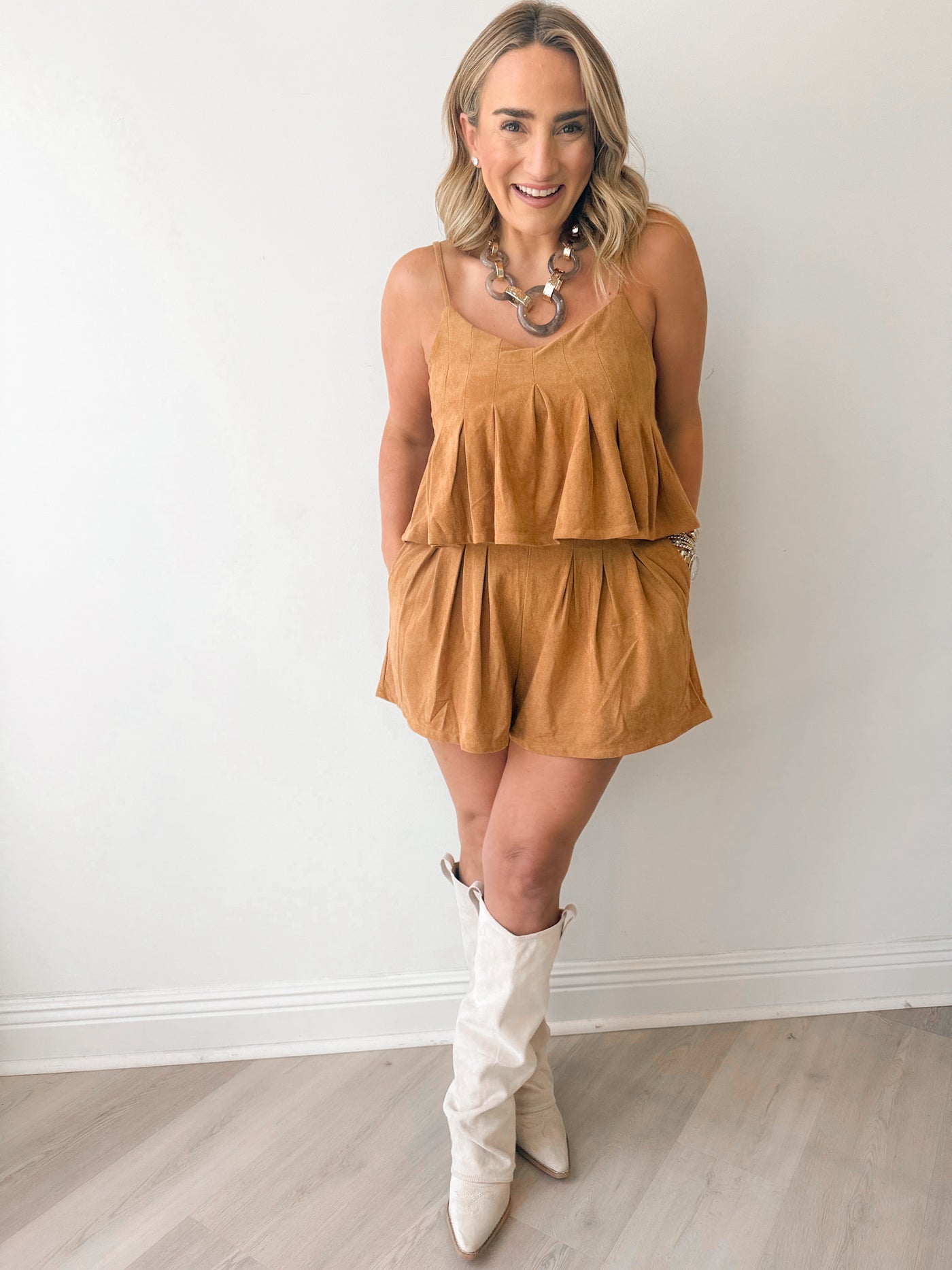 Birk Suede Pleated Set