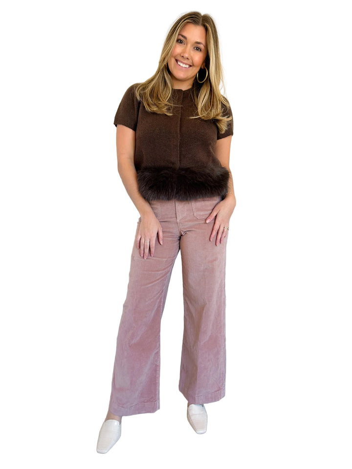 Delsie Fur Trimmed Knit Top