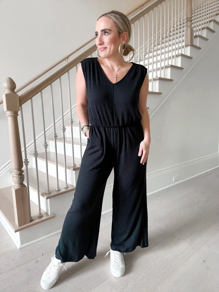 Black jumpsuit with pockets casual