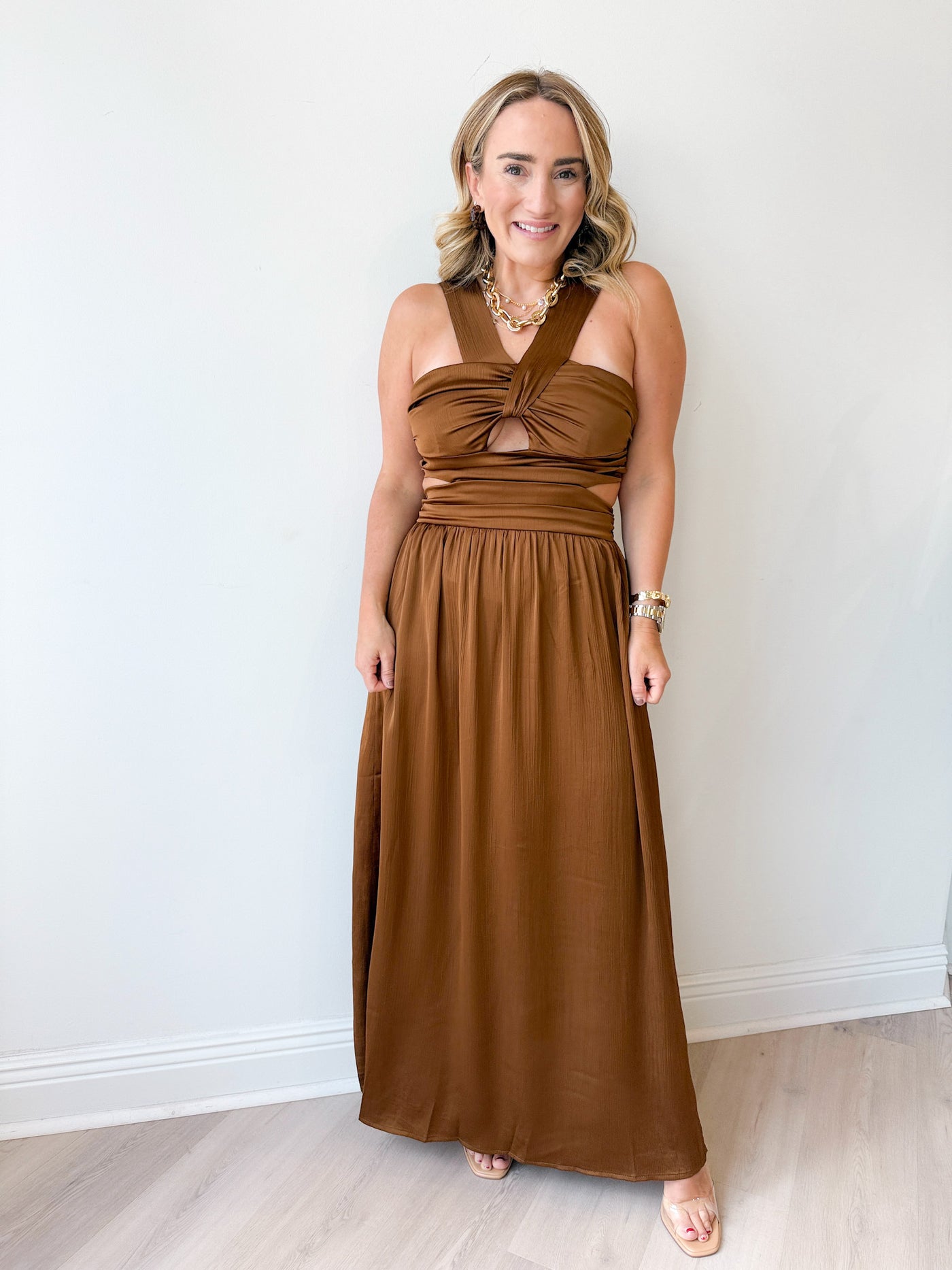 Rainy Plisse-Look Maxi Dress