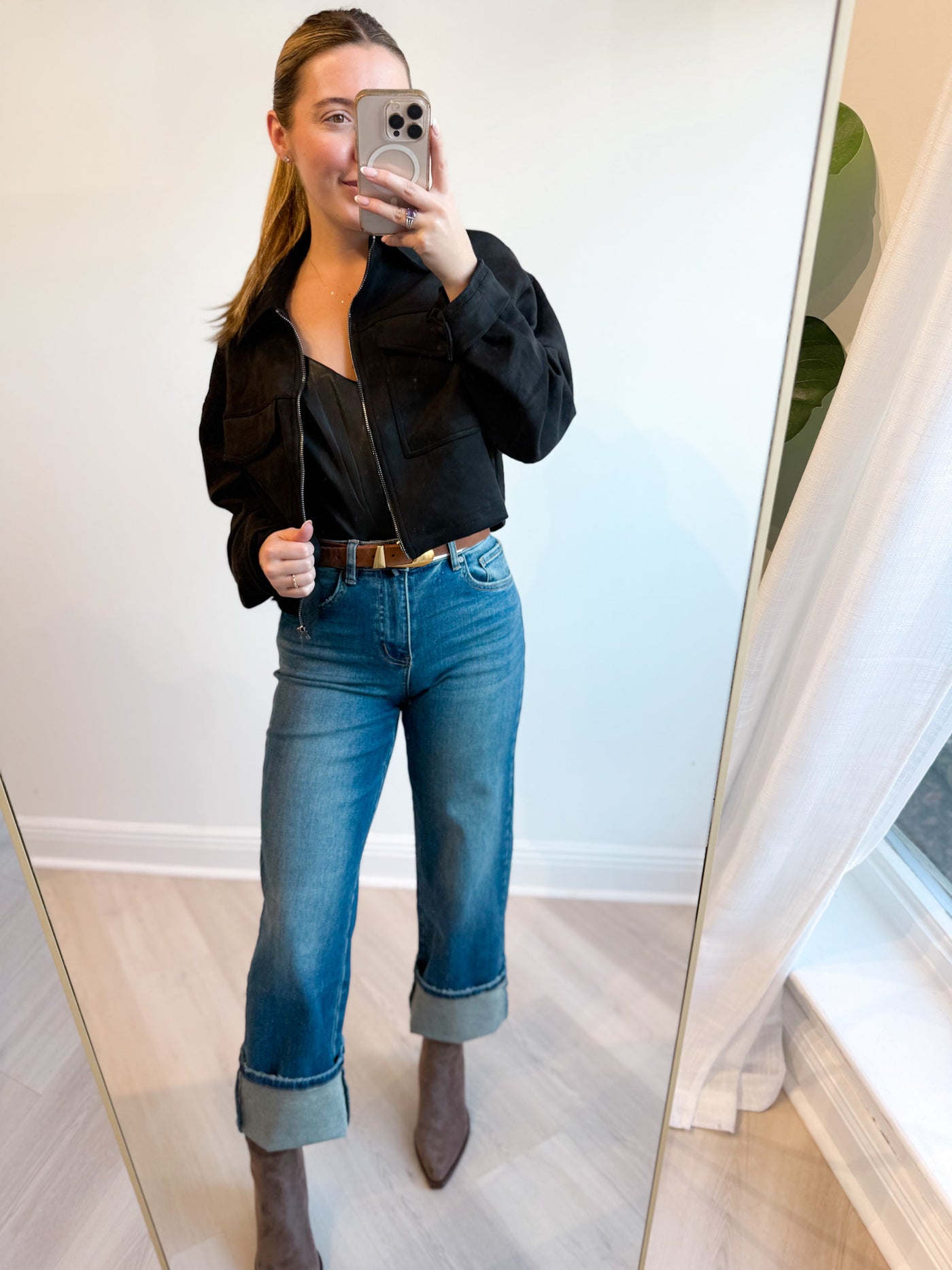 Darcy Faux Leather Bodysuit Black