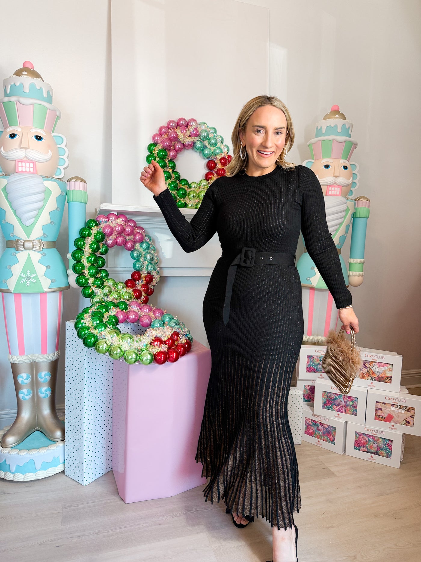 Tori Shimmer Fitted Ribbed Long Dress