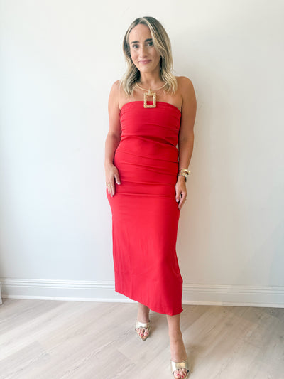 Naomi Strapless Midi Dress