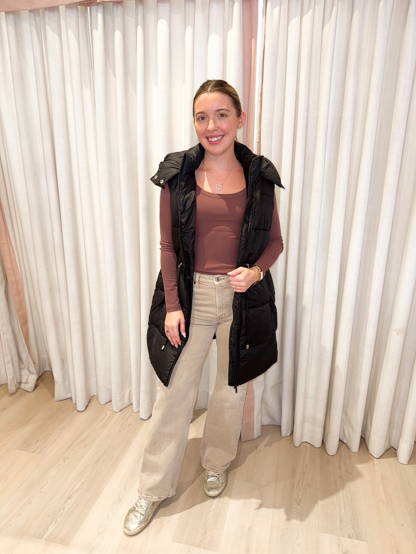 Aspen Long Puffer Vest Black