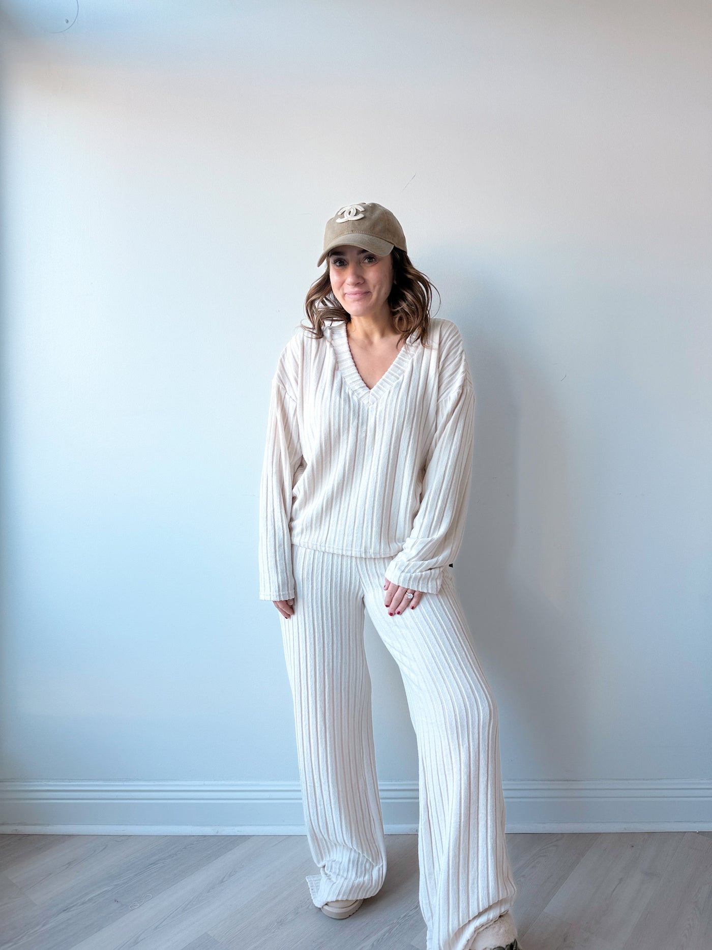 Jess Ribbed Sweater Set oatmeal M