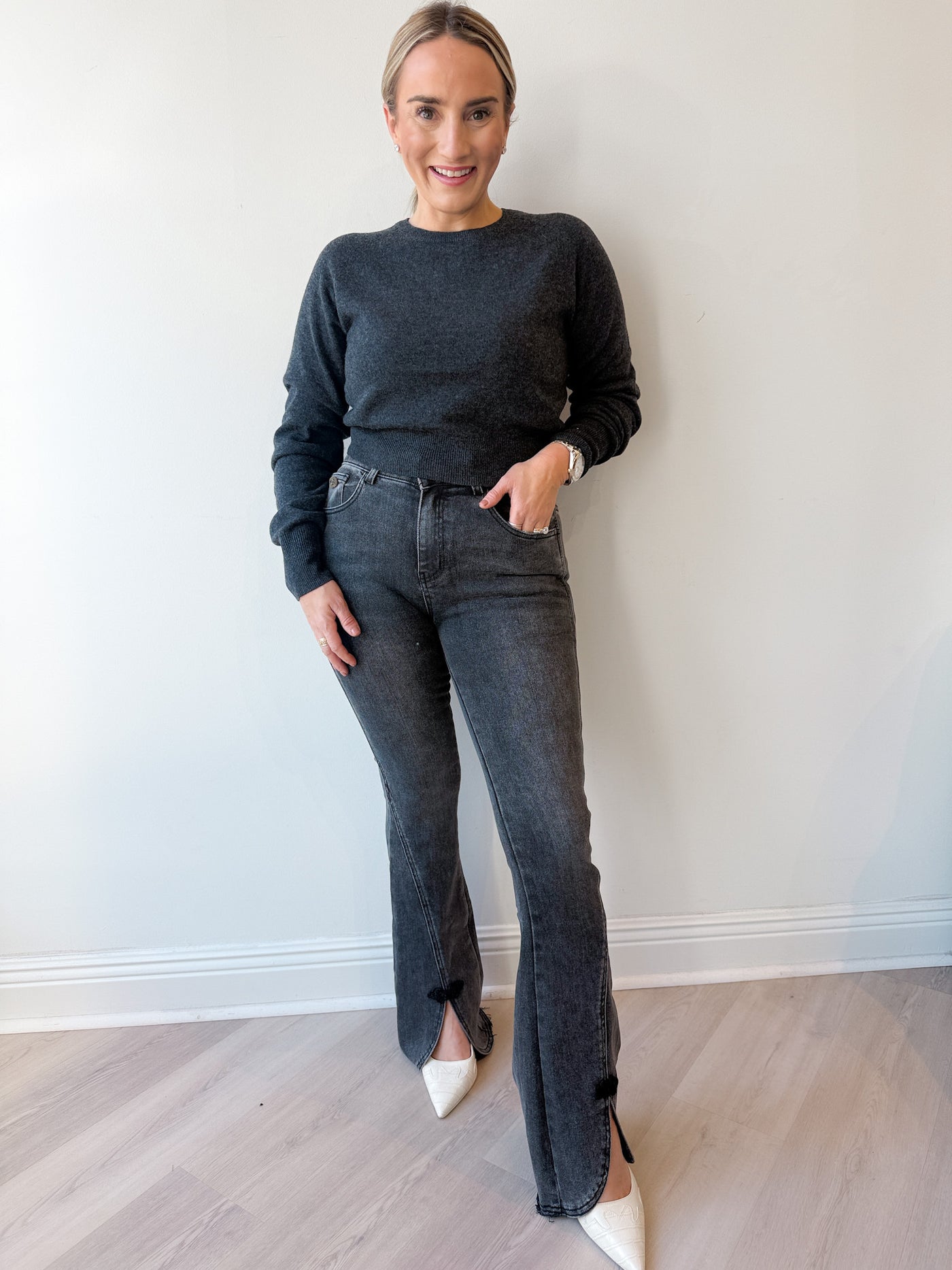 Korey Denim w Slit/ Knot Button