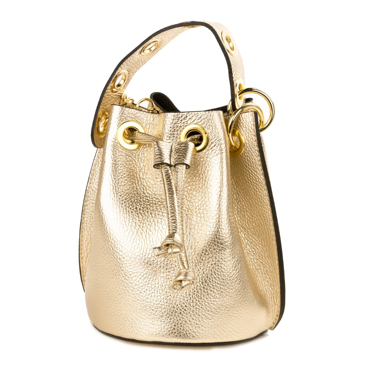 Small Leather Bucket Bag gold 8x7x7